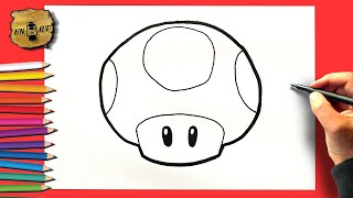 How to draw a mario mushroom step by step