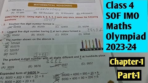 Class 4 SOF IMO. Maths Olympiad Solved Question||Chapter 1 Number Sense|| Part 1.