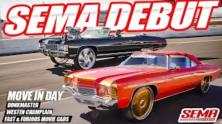 SEMA ROLL IN DAY - DONKMASTER Debuts 2 NEW Donks! Westen Diesel Mustang, Fast & Furious Cars & More!
