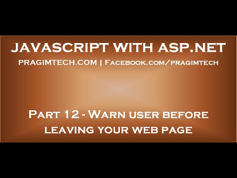 Warn User Before Leaving Web Page With Unsaved Changes