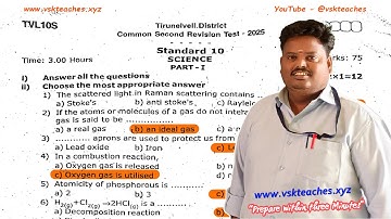 10th Science Second Revision 2025 Original Question paper with official answer key Tirunelveli
