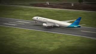 B77W Boeing 777-300Er Garuda Indonesia Take Off At Bari Airport, Italy