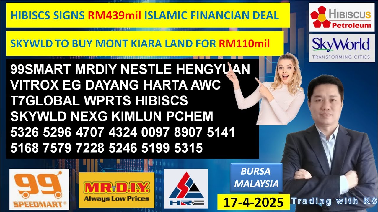 Daily KLSE BURSA UPDATE - 17-4-2025 💥HIBISCS SIGNS RM439mil ISLAMIC  FINANCIAN DEAL 💥 99SMART MRDIY