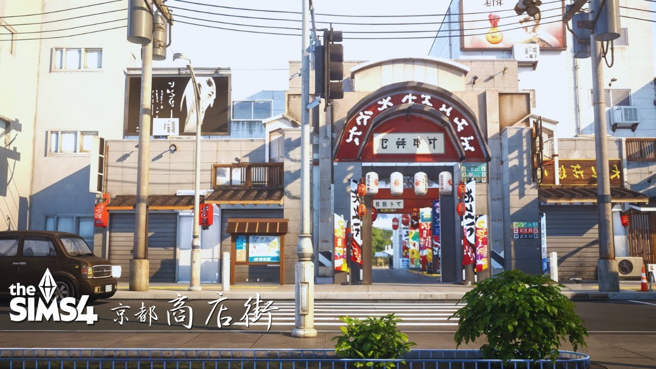 The sims 4 - Kyoto covered shopping street - 商店街 - ASMR - Relaxing Speed Build