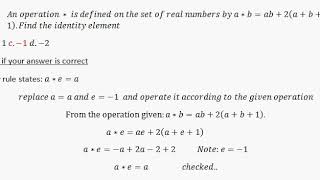 Binary operation : Check if your identity element answer is correct