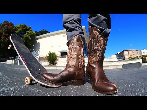 SKATEBOARDING IN COWBOY BOOTS! | STUPID SHOES EP 2