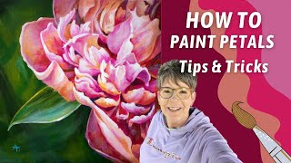 Painting a DETAILED Peony! How to Paint Flower Petals! Using 'my' primary colors. By: Annie Troe