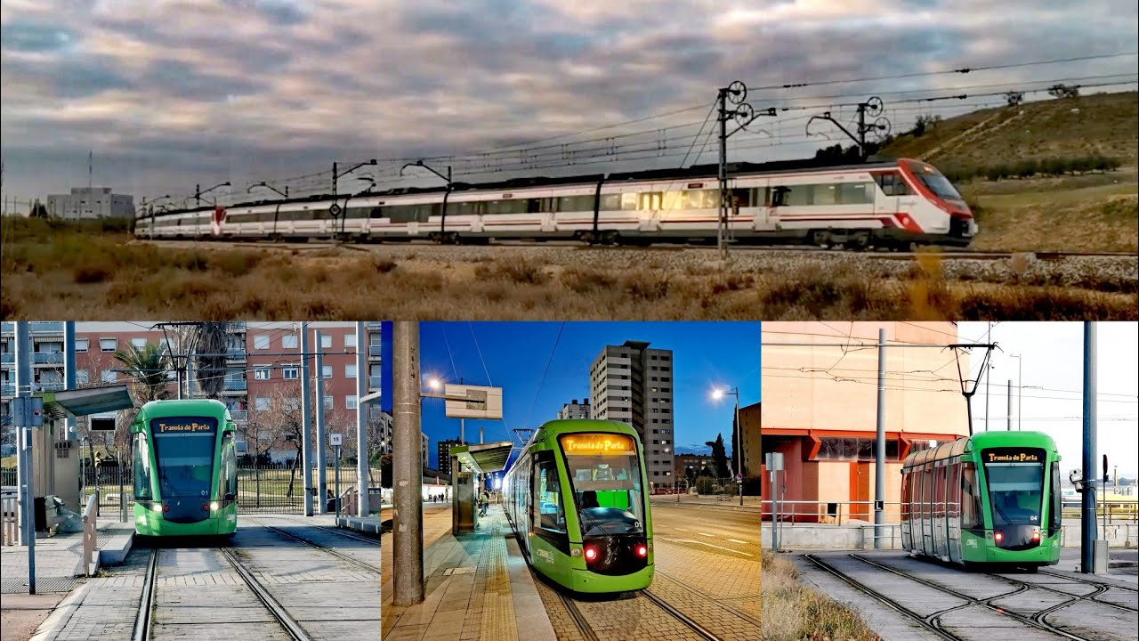 Tranvía de Parla : Alstom Citadis 302 , Metro Ligero de Madrid ML-4 + Renfe Civia 465 Cercanías  C4