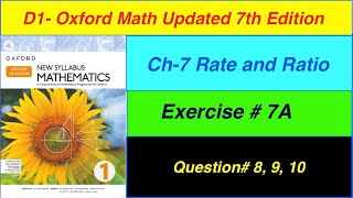 D1 Math Exercise 7A Updated  7th edition | Chapter 7 Exercise 7A  Question- 8, 9, 10