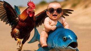 Baby videos | cute babies playing with animals 🐓| Adorable funny shorts 😂🐟