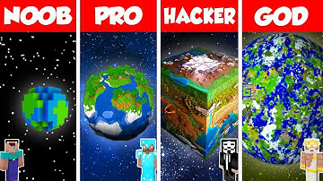 Minecraft Battle: NOOB vs PRO vs HACKER vs GOD: INSIDE EARTH HOUSE BASE BUILD CHALLENGE / Animation