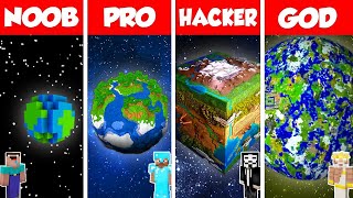 Minecraft Battle: NOOB vs PRO vs HACKER vs GOD: INSIDE EARTH HOUSE BASE BUILD CHALLENGE / Animation