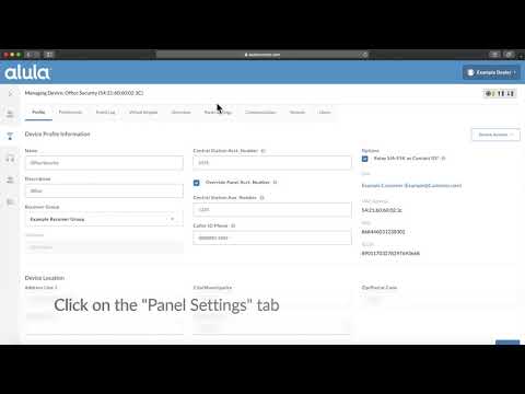 AlulaConnect BAT-Connect Tutorial 6: Panel Settings