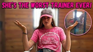 She hit her horse with a poop fork (Reaction Video) #horse #edit #horseabuse