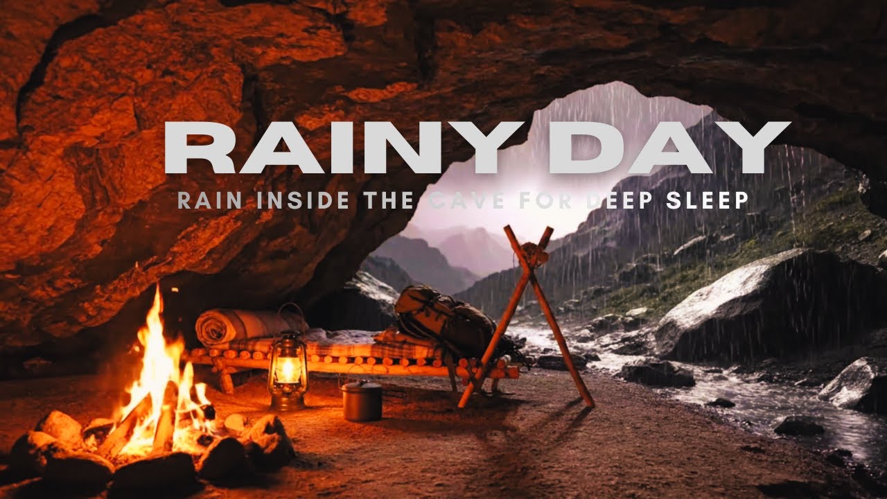 Rain & Campfire in Cave | Soothing Nature Sounds for Meditation and Sleep 🌧️🔥