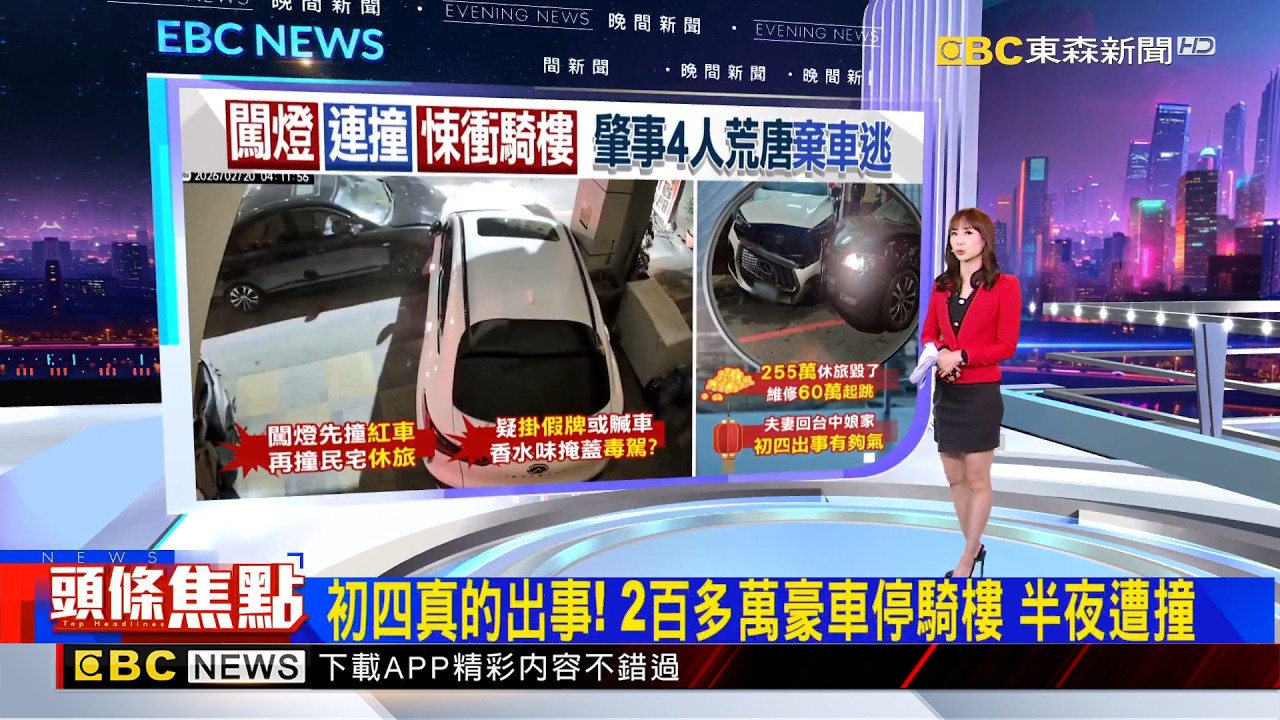 獨家》初四真的出事！ 2百多萬豪車停騎樓 半夜遭撞 2026/02/21【吳宇舒晚報】@newsebc