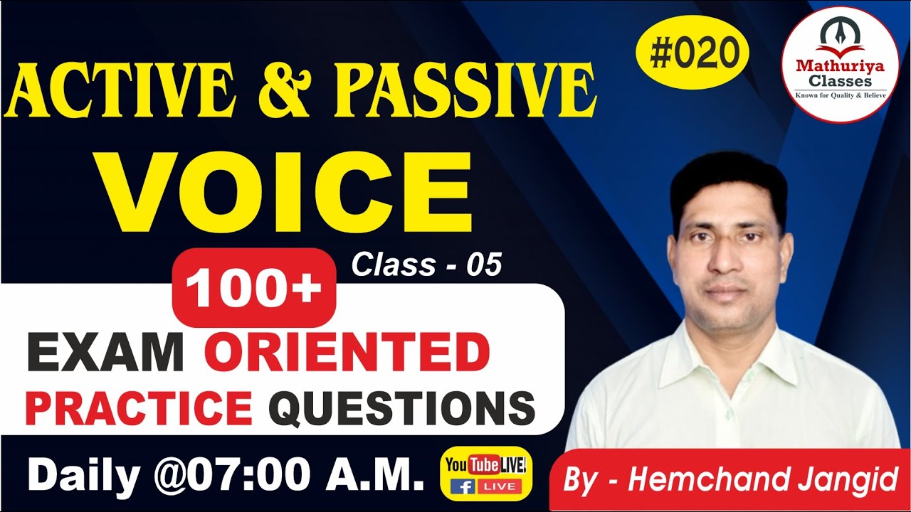 100+ Exam Orienteed Practice Questions | Active Passive Voice | RPSC, RSSB, SSC, BANK, NDA, CDS | 05