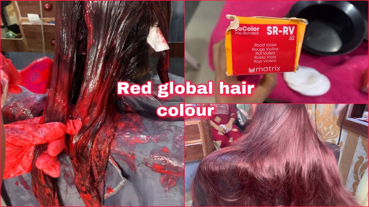 Red global hair colour in easy way / Red violet hair colour | permanent red hair colour
