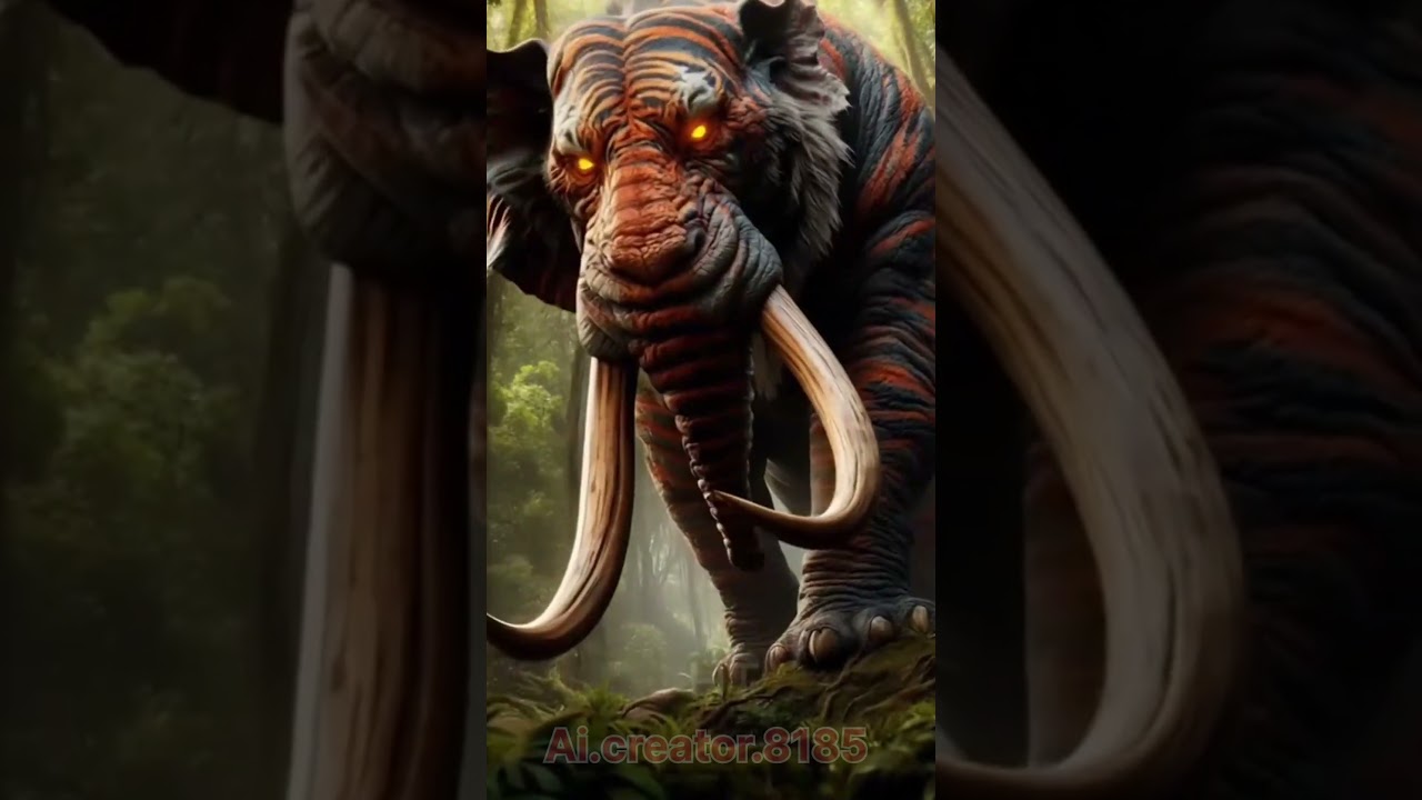 Tiger and elephant hybrid  video Ai hybridshort and video 