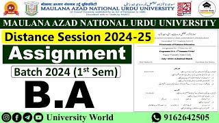 Manuu Distance B.A Assignment July Batch 2024 | @UniversityWorld