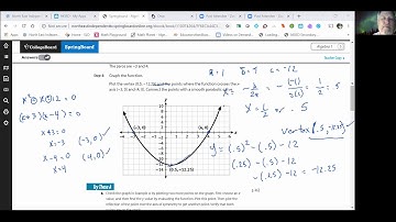 SpringBoard Algebra 1, Unit 5 Lesson 31-3 Graphing a Quadratic Function
