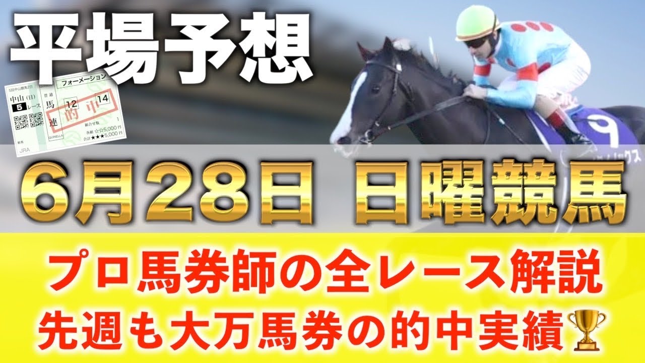 【6月28日日曜競馬予想】想定14番人気162.7倍の超大穴馬を狙い撃つ‼️プロが平場全レース予想を無料公開！【平場予想】