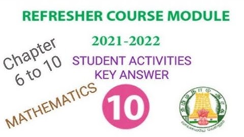 10th maths refresher course module student activities key answer,10th maths student activities