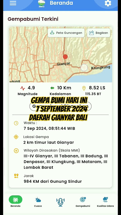 GEMPA BUMI TERBARU. 7 SEPTEMBER 2024 #gempabumi #beritaterkini #bali