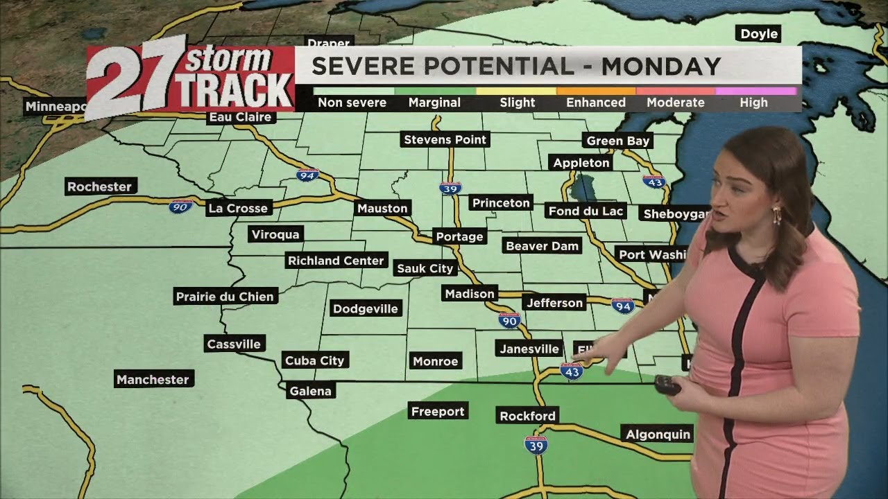 Windy and warm Sunday ahead of showers and storms Monday - YouTube