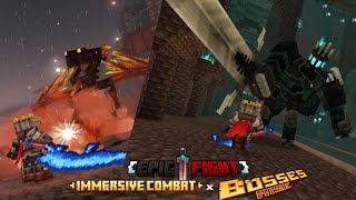 Minecraft PE Epic Fight Immersive Combat Add-on X Bosses Rise Add-on, Boss Fights Showcase