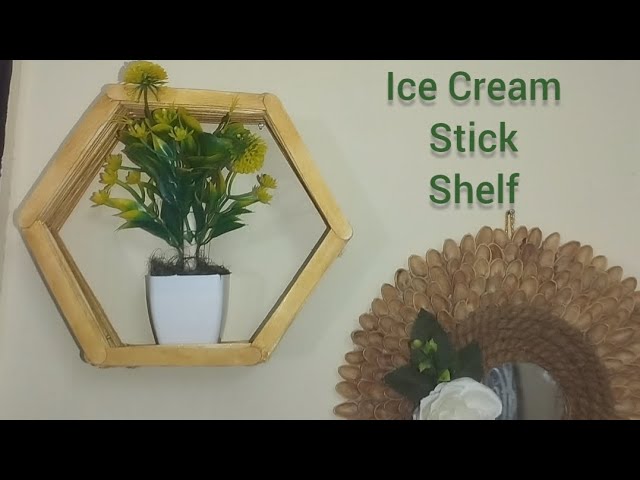 DIY wall shelf  How to make hexagon shelves using popsicle sticks