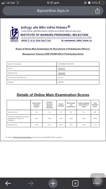 IBPS PO mains scorecard (selected candidate) 2025. Interview was too bad . No chance.💔#ibps #ibpspo