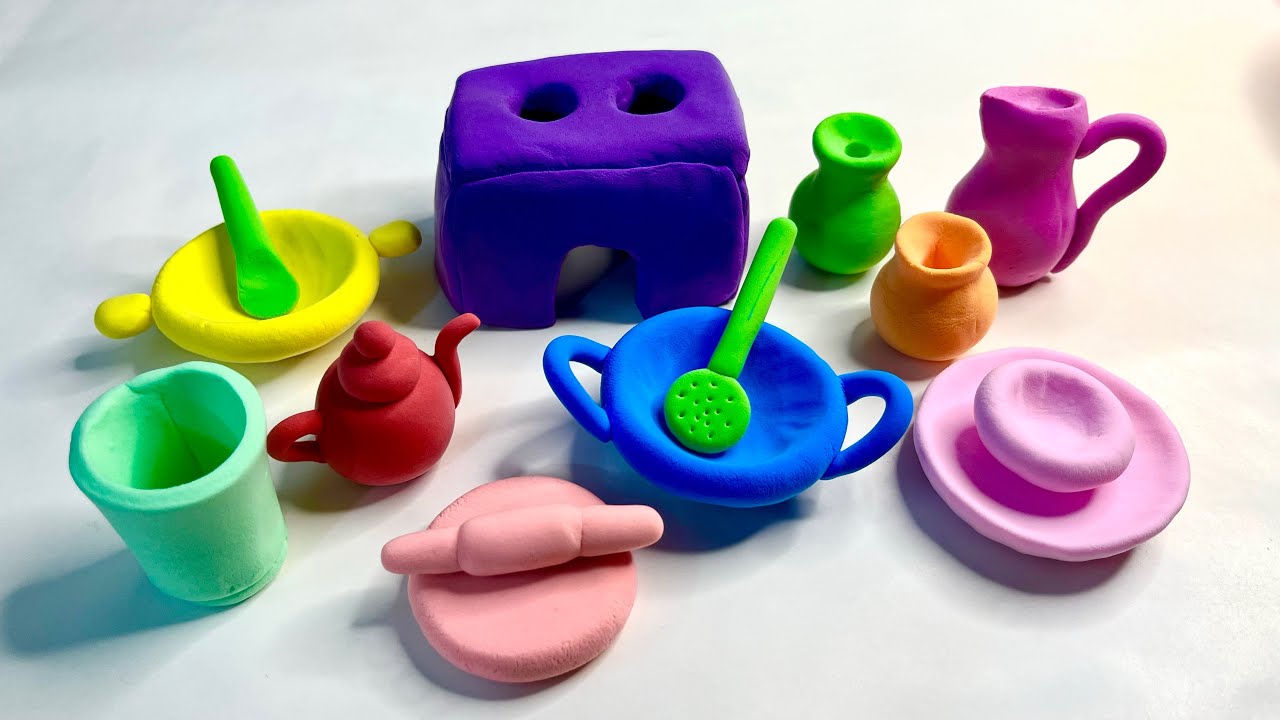 “Making a Traditional Village Kitchen Set with Clay | Miniature Village Craft | Clay Art Tutorial”