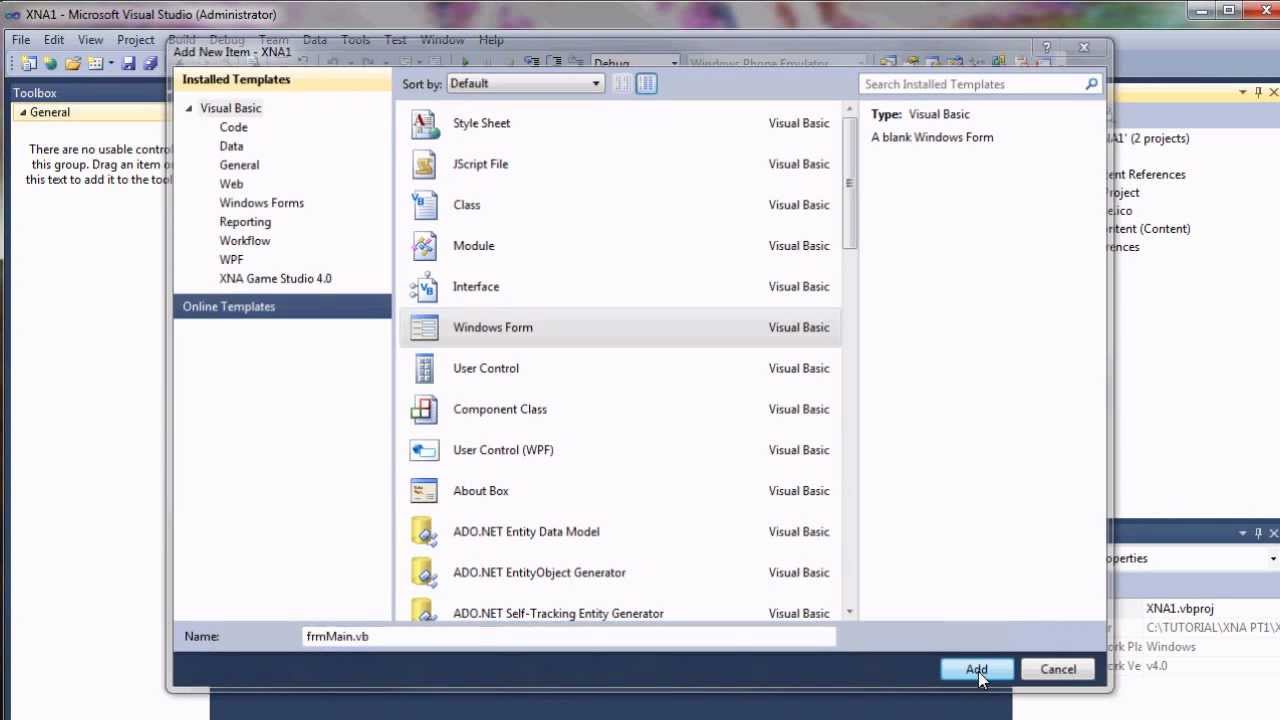 XNA 4 In Visual Basic 2010 - Part 1 - Project Creation & Graphics ...