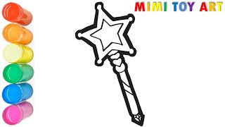 Glitter Magic Wand Coloring And Drawing For Kids Learn How To Draw Learn Colors Mimi Toy Art