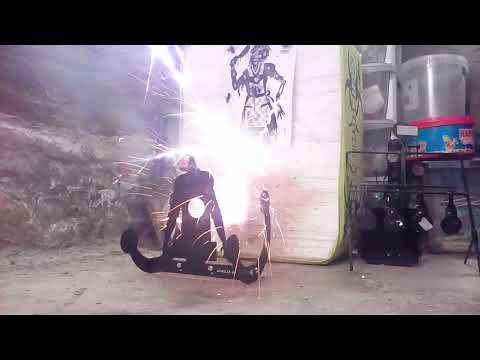 Shooting zombie target with exploding head shots.