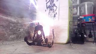 Shooting zombie target with exploding head shots.