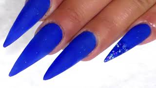 uñas acrilicas azul oscuro con efecto terciopelo - YouTube