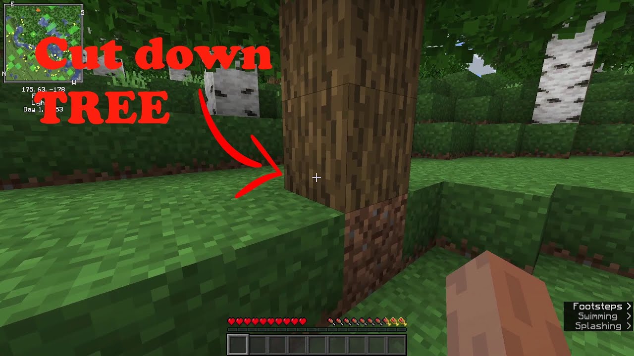 Minecraft how to cut down a tree! - YouTube