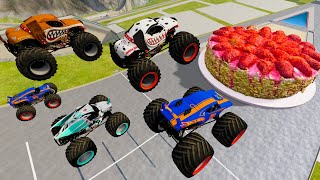 Satisfying Monster Trucks Crashes, Obstacle Course and High Speed Jumps with BeamNG Drive