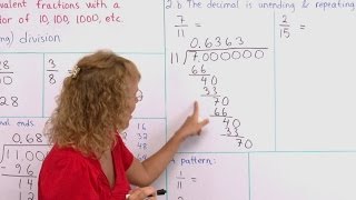 Basic lesson for beginners on converting fractions into decimals. some
are easy to write as decimals, because their denominator is a power of
ten (...