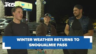 Winter weather arrives at Snoqualmie Pass