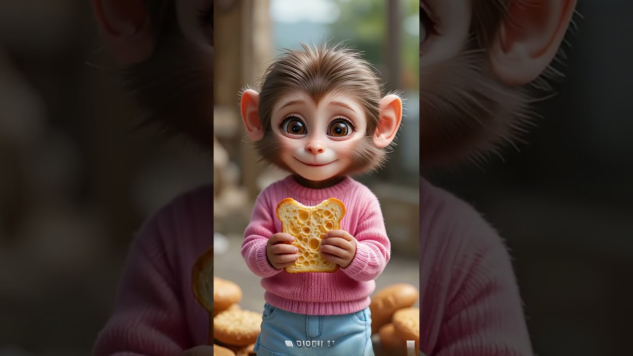 He Eats Bread Like a Baby! Cutest Monkey Ever 🍞🥰