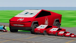 Big &amp; Small Lightning McQueen Cars Vs Thomas Train The Tank Engine Vs Portal Vs Cars_Beamng.drive