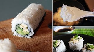 How to Make Vegan Sushi for BEGINNERS [Vegan California Rolls + uramaki technique]