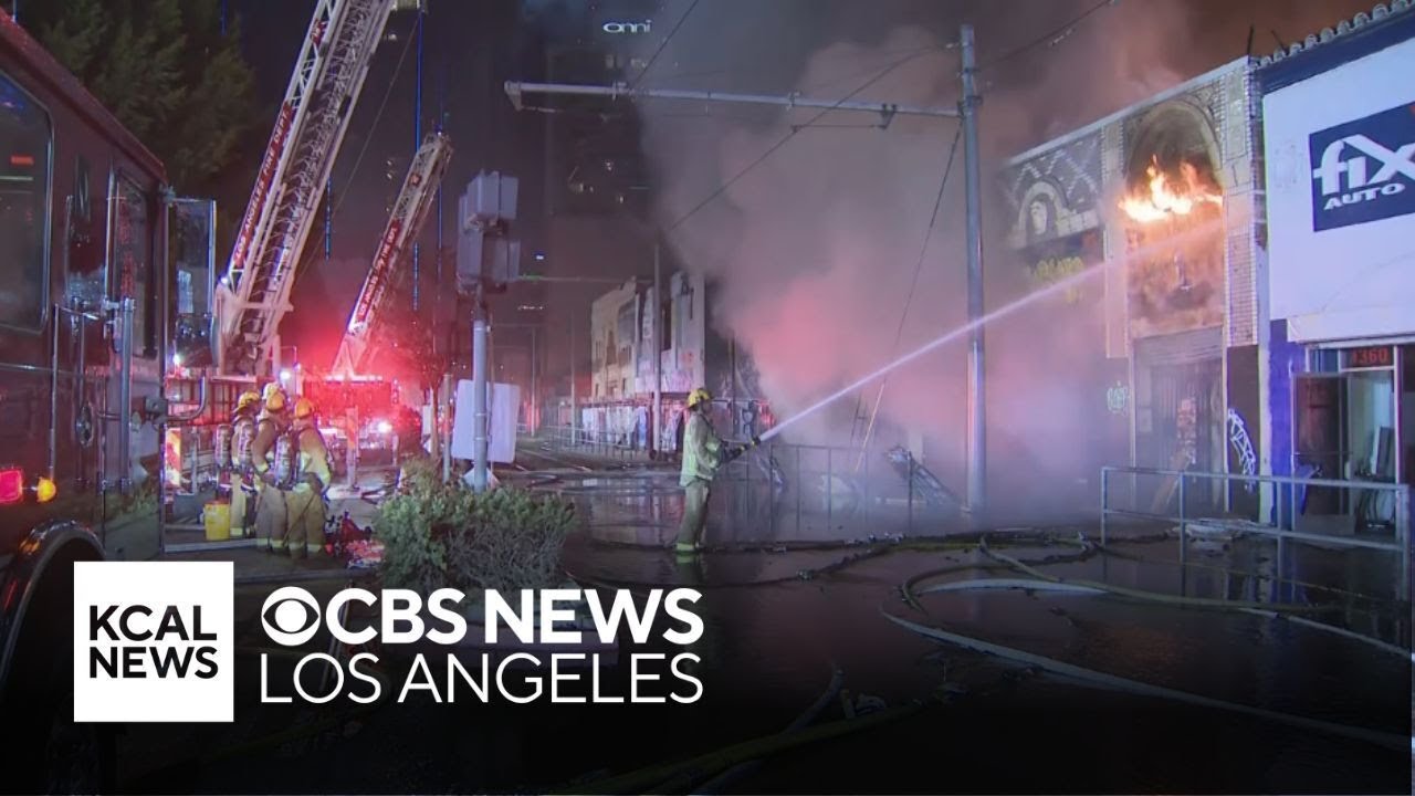 Firefighters battle multiple fires in downtown Los Angeles - YouTube