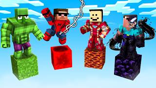 Surviving SUPERHERO ONE BLOCK Minecraft Battle... screenshot 1
