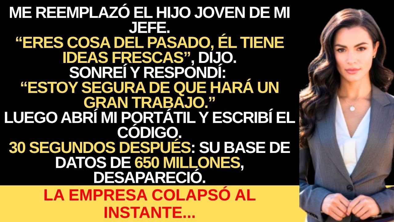 ME REEMPLAZARON POR EL HIJO JOVEN DEL JEFE, PERO BORRÉ SU BASE DE DATOS DE 650 MILLONES DE DÓLARES.