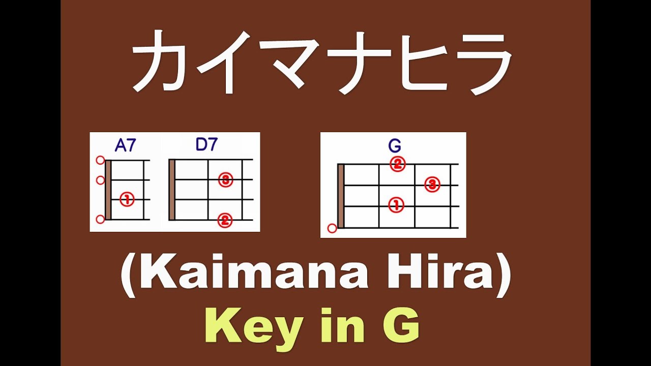 ウクレレ初心者コード学習 Hawaiian Song 1 カイマナヒラ Kaimana Hira Key In G ウクレレコードダイヤグラム付き Youtube