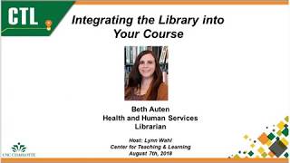 UNC Charlotte Library Resources Webinar (8/7/2018)